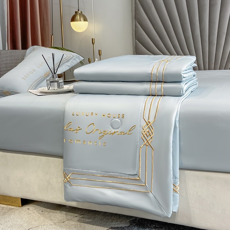 Bộ ga gối lụa chăn trần Marlas Original mềm mại sang trọng,bộ lụa 4 món chăn trần thoáng mát mềm mại