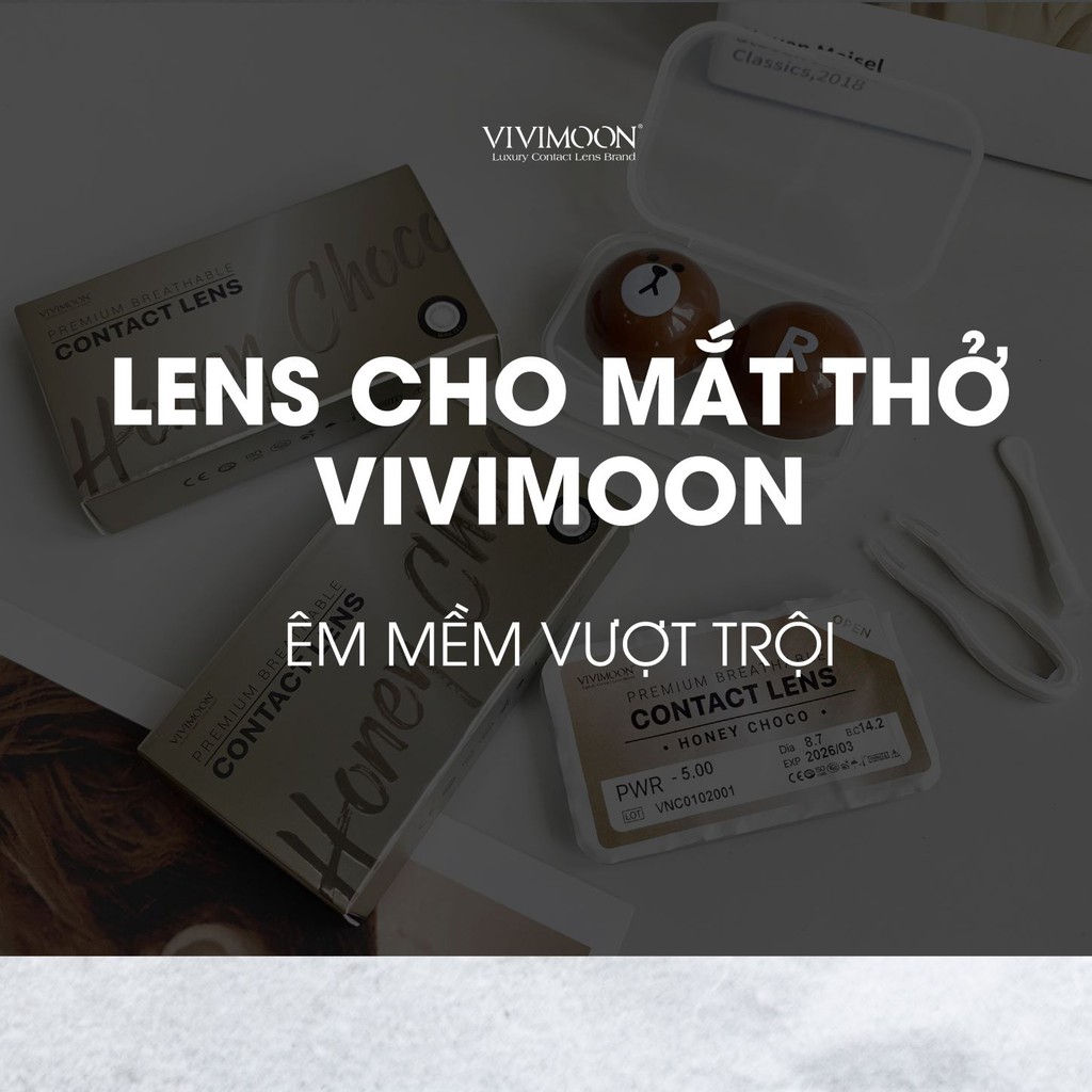 Lens Cận Cho Mắt Thở Màu Nâu Tây 3 Tháng Vivimoon Love Brown