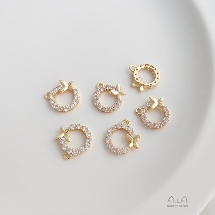 Mặt Trang Sức Hình Bướm Mạ Vàng 14K Nhiều Màu Sắc