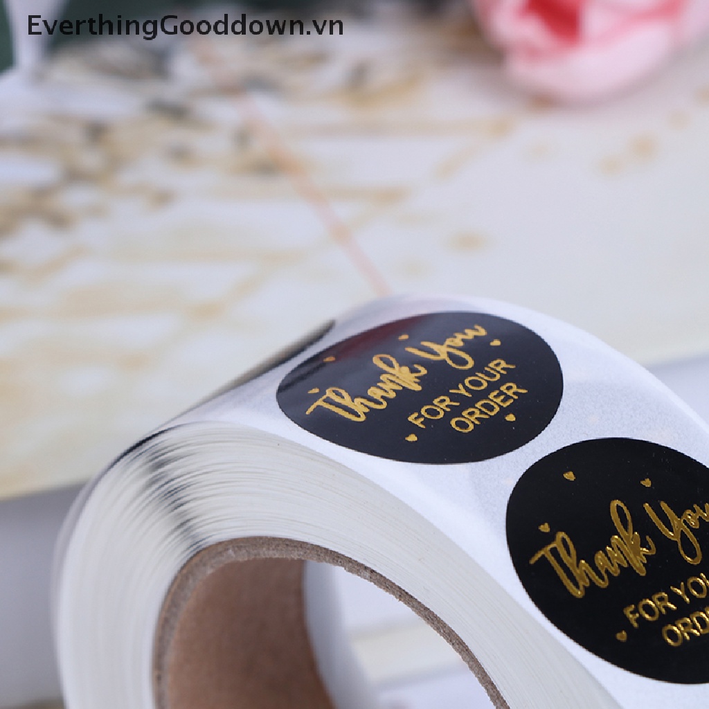 Everthinggooddown 500 Miếng Dán Hình Trái Tim Cảm Ơn Màu Đen Hồng Làm Bằng Tay