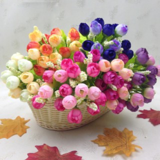 Chùm hoa hồng trà bi mix màu có lá xanh Lizflower [B5-D1]