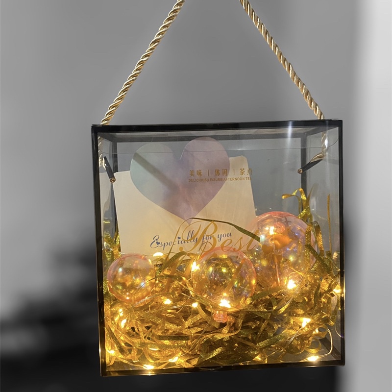 Combo hộp mica đi kèm phụ kiện trang trí hộp siêu lung linh