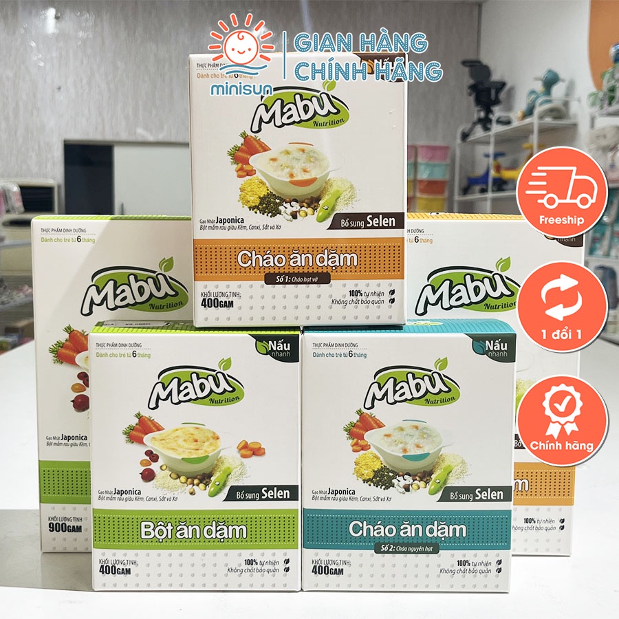 Bột ăn dặm, cháo ăn dặm cho bé chính hãng Mabu 400g/900g
