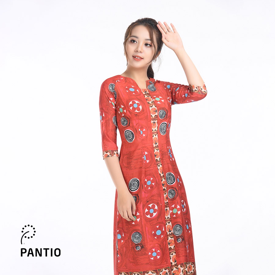 Áo dài chất liệu lụa cát họa tiết nổi bật dáng ôm BDA10038- PANTIO