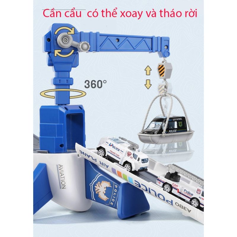 Đồ chơi máy bay biến hình phát nhạc, kèm oto