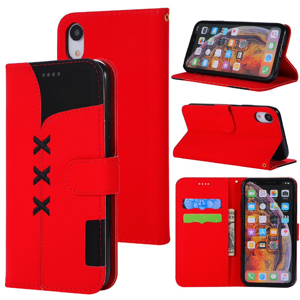 Bao da điện thoại bằng PU nắp lật thêu họa tiết kiểu ví cho Iphone 6 6S 7 8 Plus X XS Max | BigBuy360 - bigbuy360.vn