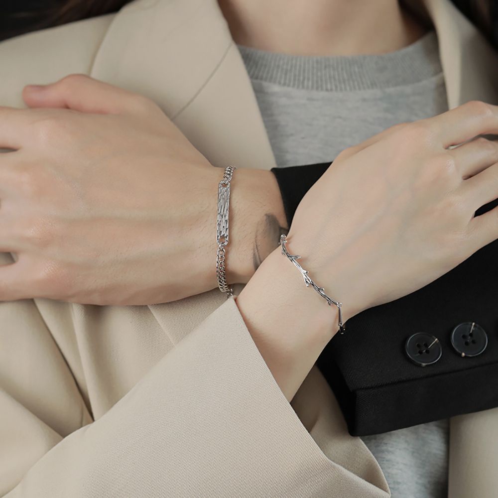 Vòng tay dây xích gắn hình cành cây phong cách lãng mạn chỉnh được cho cặp đôi