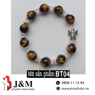 Chuỗi Mân Côi đeo tay Thánh Giá bạc hoa đá BT04