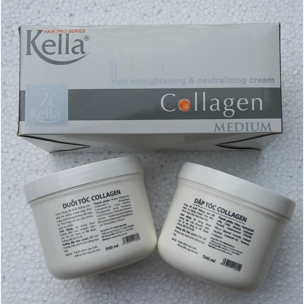 Bộ Kem Duỗi Tóc Kella Collagen (Net 500ml+500ml)
