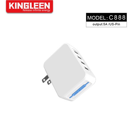 SẠC ĐIỆN THOẠI 4 CỔNG USB 5A - 25W , Cốc sạc điện thoại 4 cổng usb 5A-25W C888 KINGLEEN