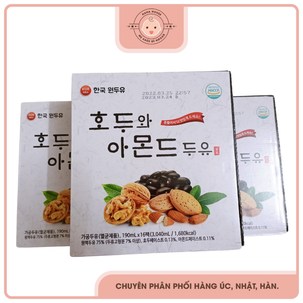 Sữa hạt óc chó hạnh nhân đậu đen cao cấp KORMILK nhập khẩu Hàn Quốc phù hợp cho mọi lứa tuổi 190mlx16 hộp