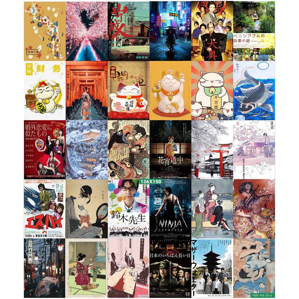 Combo Set 50 tờ Decal dán tường Nhật Bản 2