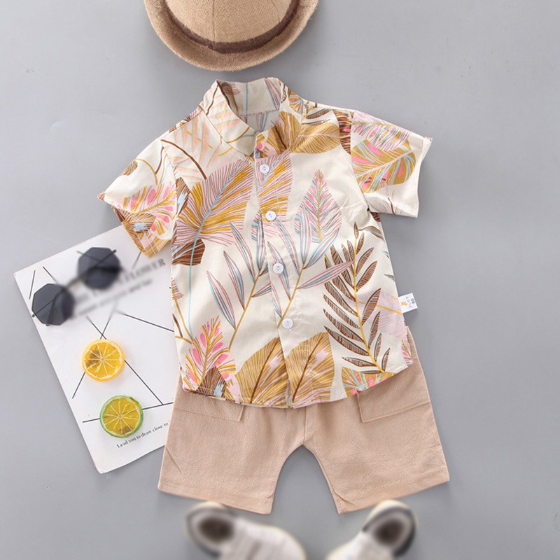 Bộ Áo Sơ Mi + Quần Short Màu Trơn Phong Cách Anh Quốc Thời Trang Mùa Hè Cho Bé Trai 0-4 Tuổi Se7En