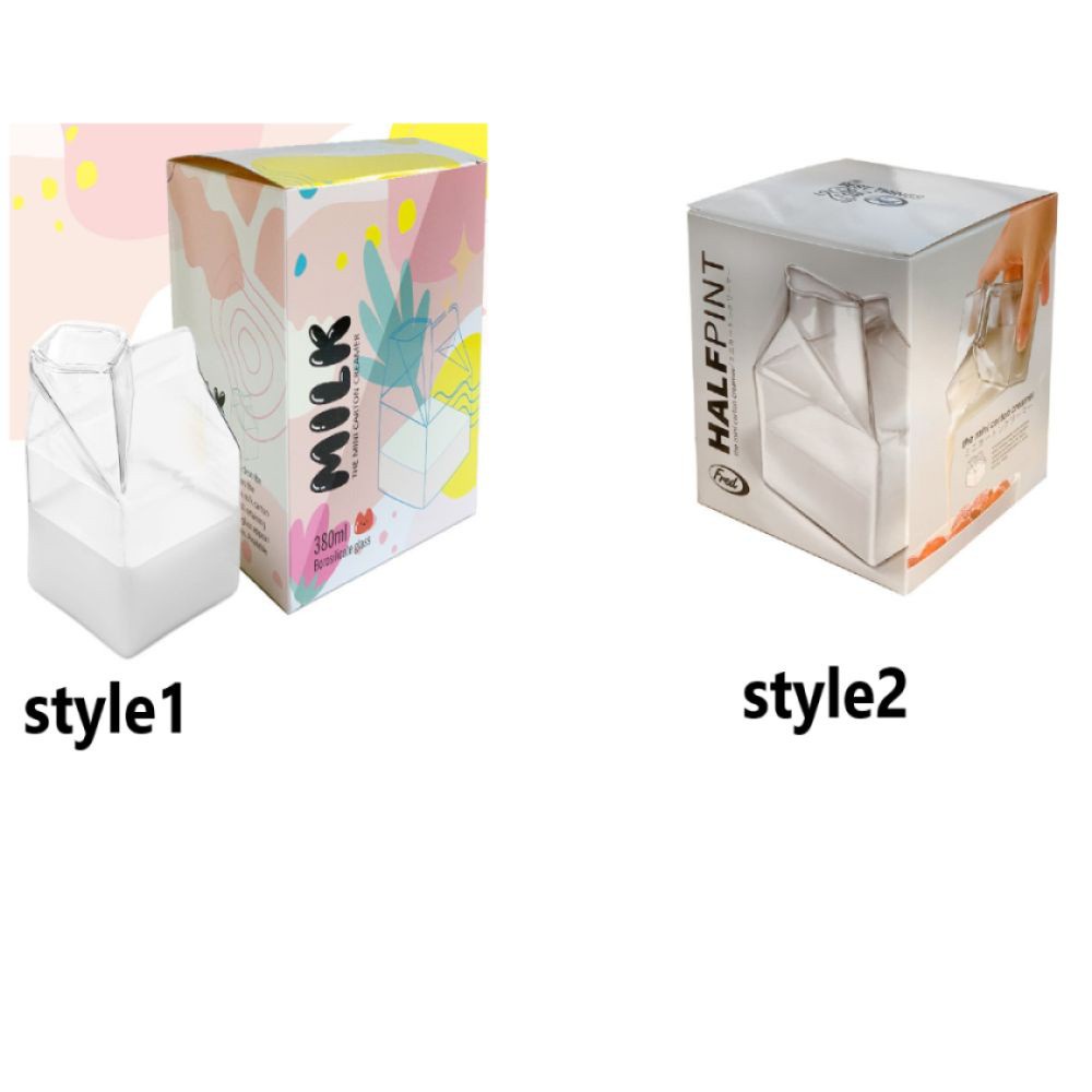 Ly thủy tinh hình dạng hộp sữa chịu nhiệt tốt an toàn tiện dụng cho nhà bếp