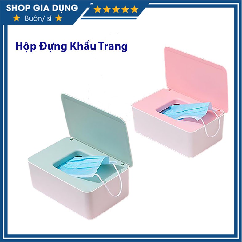 Hộp Đựng Khẩu Trang, Khăn Giấy Có Nắp Đậy Chống Bụi Siêu Tiện Lợi