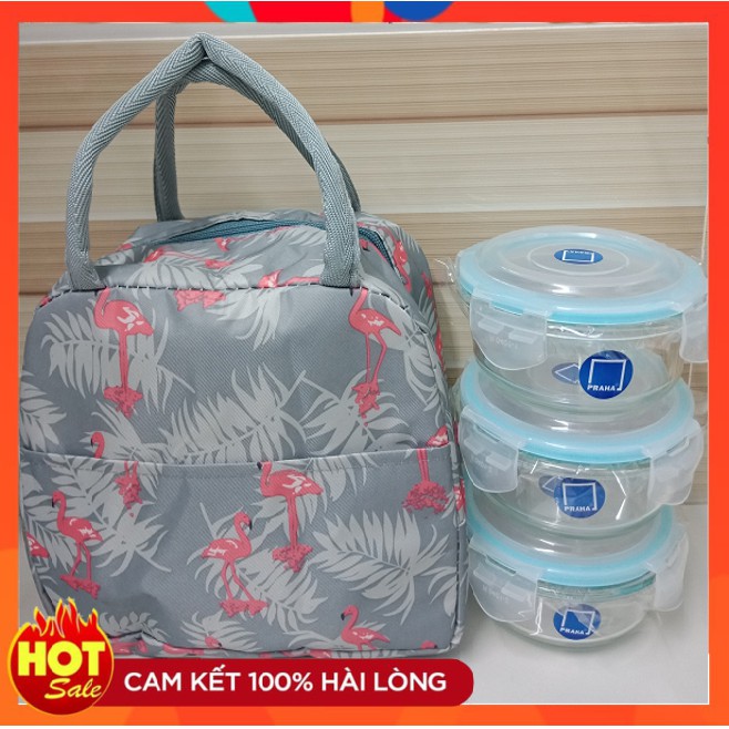 Bộ 3 Hộp Thủy Tinh Đựng Cơm 400ml Tặng Kèm Túi Giữ Nhiệt 2 Lớp Cao Cấp | BigBuy360 - bigbuy360.vn