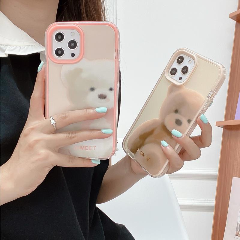 Ốp điện thoại bảo vệ camera hình gấu 3 trong 1 thích hợp cho iphone 7plus 8plus 11 12promax x xs max xr 12 12pro 12mini