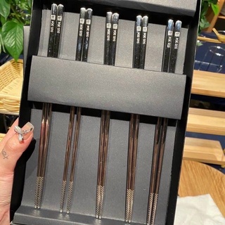 Bộ 5 Đôi Đũa Inox 304 Zwilling Của Đức - Đũa Ăn Inox Có Hộp Xịn Xò