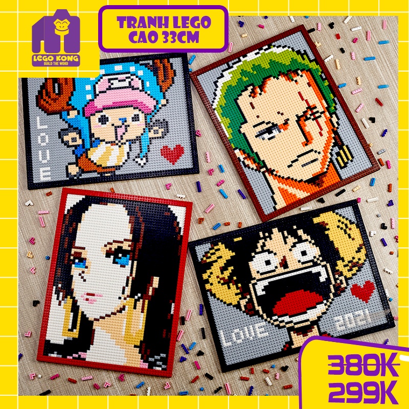 Bộ lắp ráp Lego Art naruto pixel art one piece tranh nhân vật anime luffy zoro sasuke mô hình lắp ghép 3d