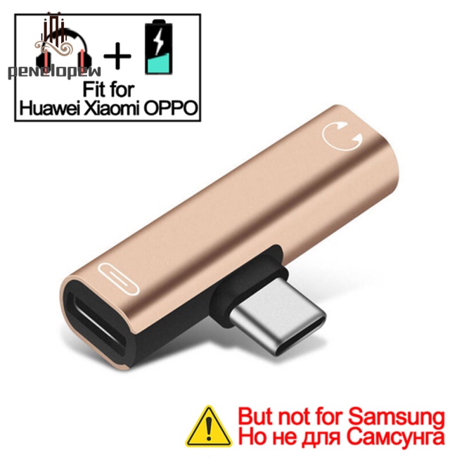 Đầu chuyển đổi cáp sạc tai nghe 2 trong 1 USB 3.5 sang Type C Otg tương thích với Macbookpro Xiaomi Huawei Type-c