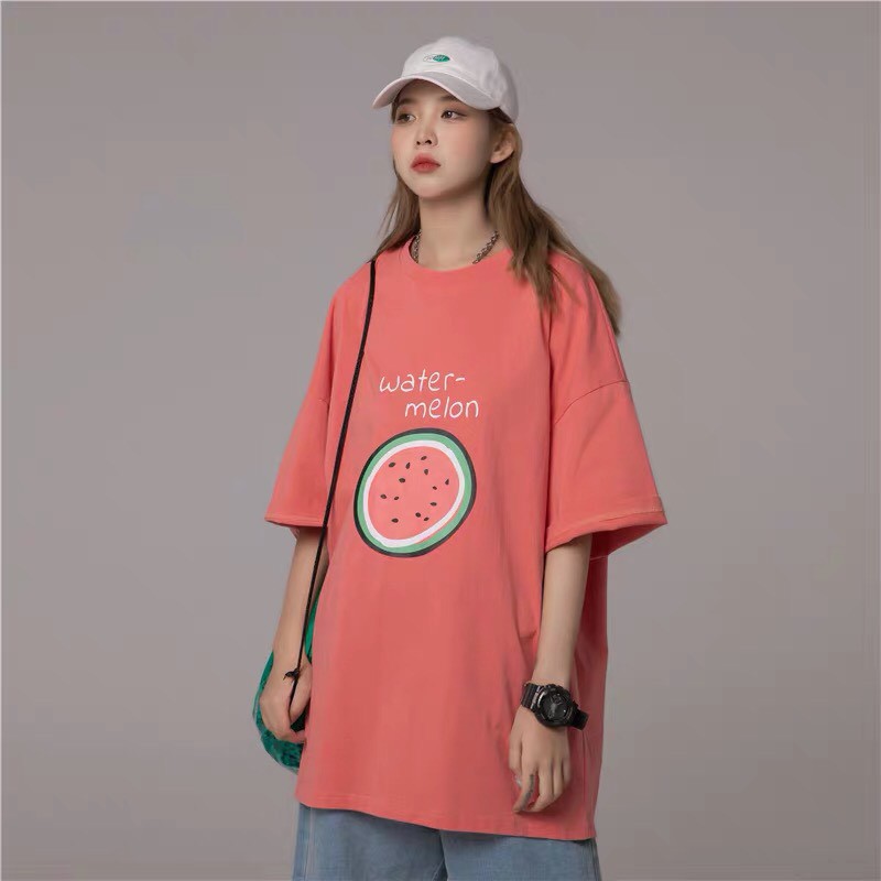 Áo thun tay lỡ unisex trái cây freesize Ulzzang