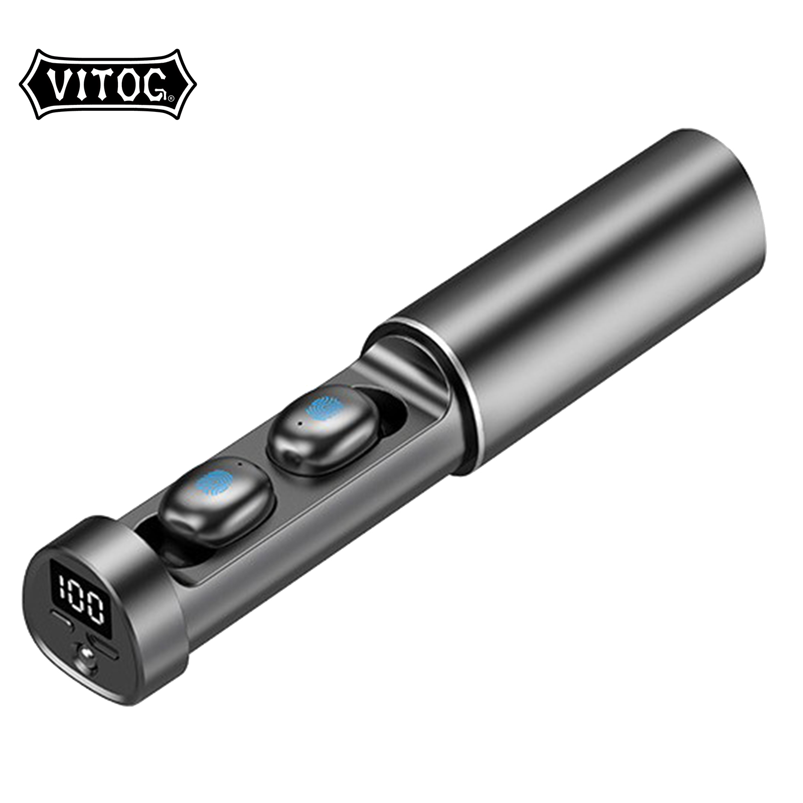 Tai Nghe Bluetooth Vitog Dạng Kéo Ra Âm Thanh Trung Thực TWS Với Micro Cảm Ứng Âm Nhạc Và Màn Hình LED Dạng Sạc