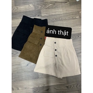 quần váy chất nhung tăm phối 3 cúc 672
