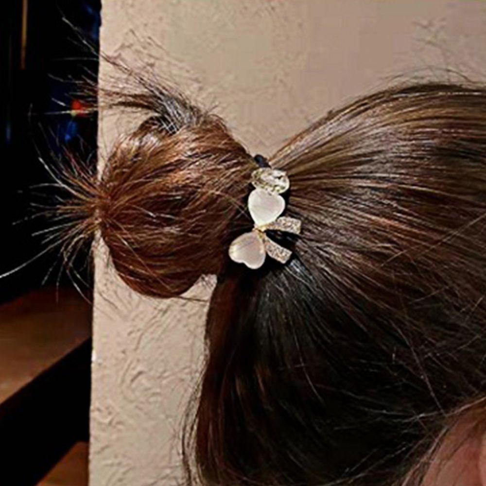Dây Cột Tóc Đuôi Ngựa Bằng Hợp Kim Màu Ngà Phong Cách Hàn Quốc Ngọt Ngào