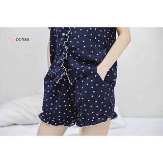 Bộ đồ ngủ lụa cát Trái Tim Xanh [ Moonsa ]