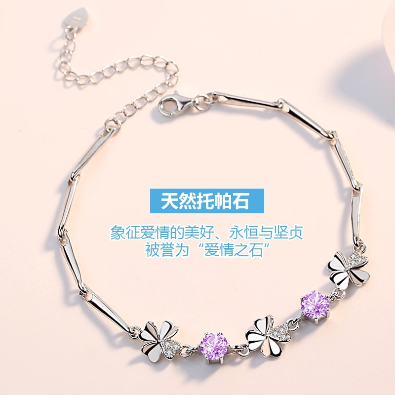 Vòng tay mạ bạc 925 đính đá sang trọng thời trang Hàn Quốc cho nữ