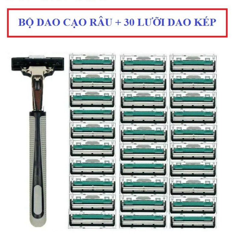 Set dao cạo râu kèm 36 lưỡi kép kèm lọ kem