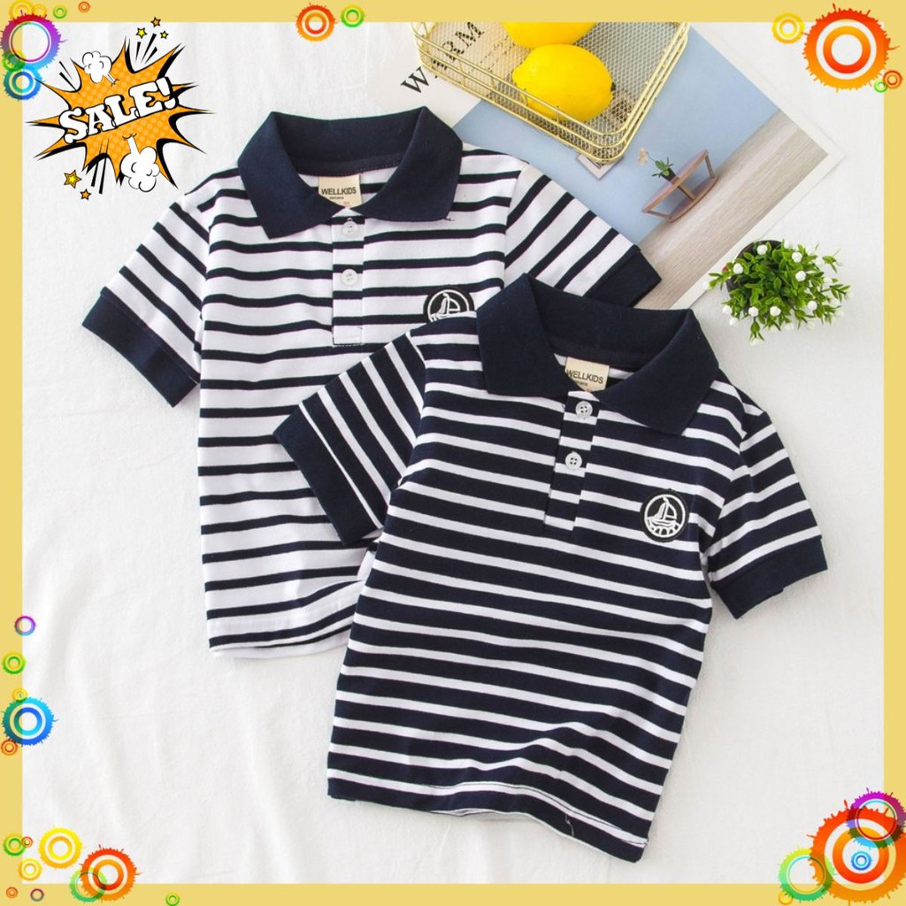 Áo Polo WellKids cotton hàng xuất Âu Mỹ cho bé trai