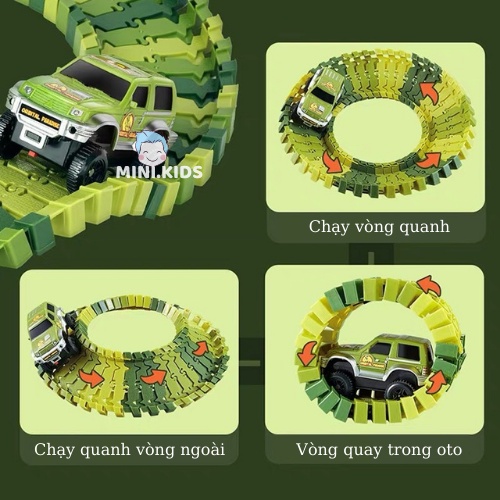 Bộ lắp ráp đường đua ô tô khủng long, đồ chơi lắp ghép đường ray khủng long cỡ lớn cho bé thoả sức sáng tạo