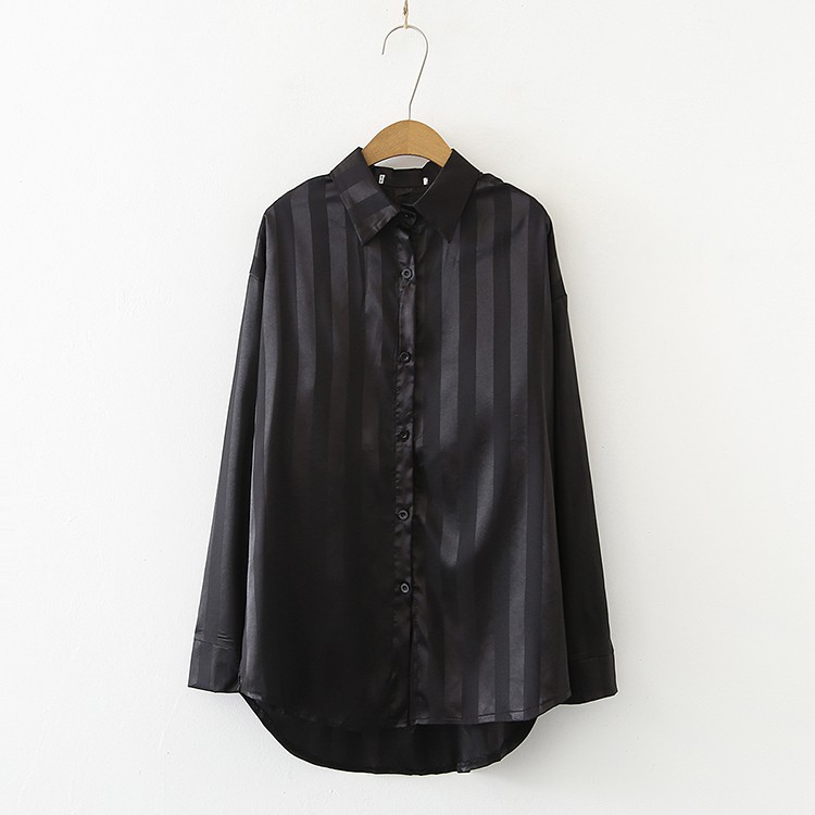 Áo Sơ Mi Tay Dài Hoạ Tiết Kẻ Sọc Phong Cách Phương Tây Thanh Lịch Thời Trang Cho Phụ Nữ