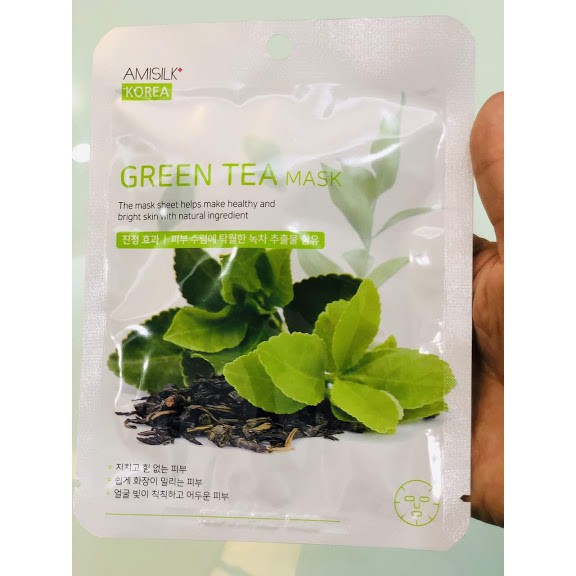 Mặt nạ Trà Xanh Amisilk Hàn Quốc túi 10 miếng