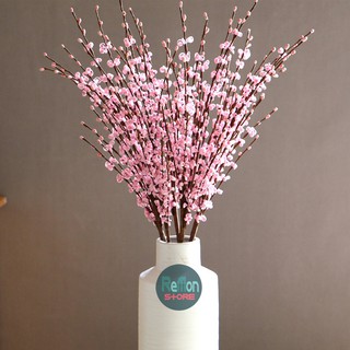 Cành hoa đào giả đào hồng nụ tầm xuân cao cấp trang trí ngày tết nhựa mềm cực đẹp