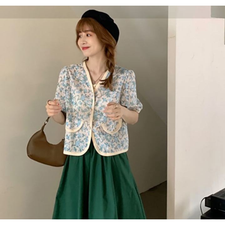 Áo Sơ Mi Tay Ngắn Cổ Chữ V Dáng Rộng Thêu Hoa Phong Cách Retro Pháp Thời Trang Mùa Hè Cho Nữ