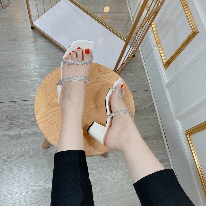 Guốc cao gót quai đá gót vuông 6-8 phân, sandal cao gót quai đá gót vuông 6-8cm Chị Đẹp Store mã B3