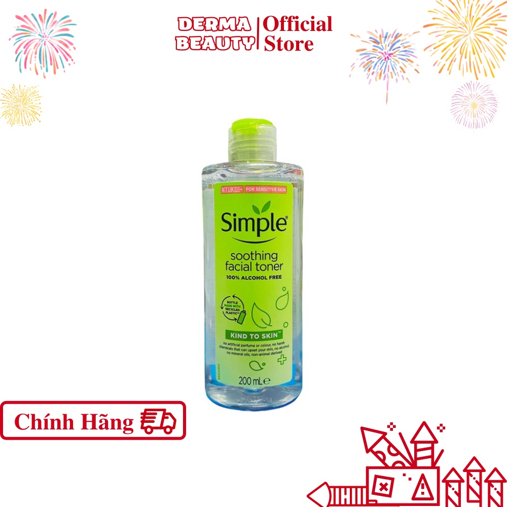 Nước Hoa Hồng Simple  Làm Dịu Và Cân Bằng Độ Ẩm Cho Da -Toner Lành Tính Không Chứa Cồn 200ml