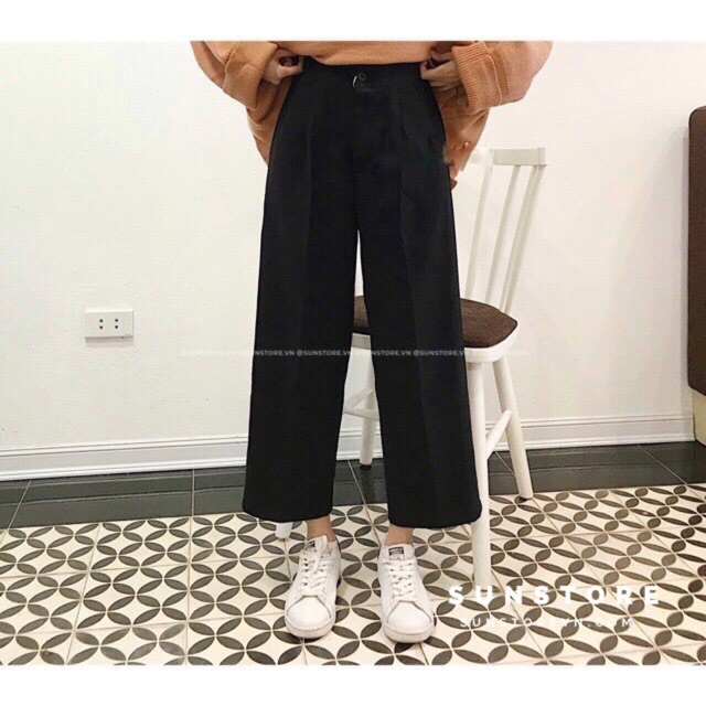 Quần culottes ống suông dáng lửng cạp cao nhiều màu | BigBuy360 - bigbuy360.vn