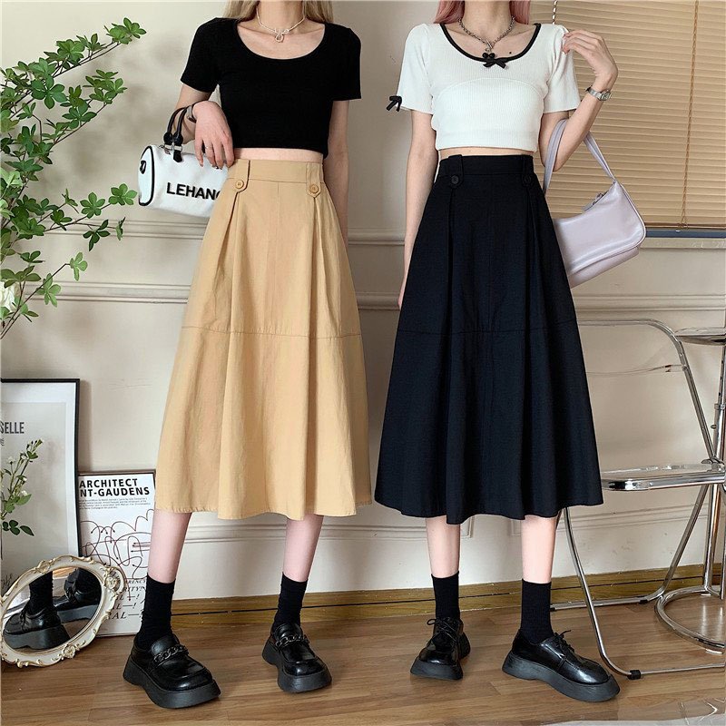Chân váy kaki chữ a dáng dài phong cách cơ bản , Váy chất liệu kaki mêm + lớp lót trong dày dặn  , MS : 18