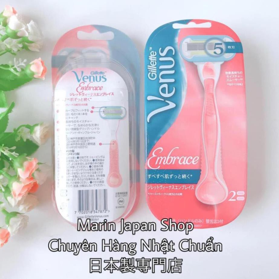 Dao cạo lông body Gillette Venus 5 lưỡi màu hồng kèm 2 lưỡi Embrace  cao cấp nội địa Nhật Bản