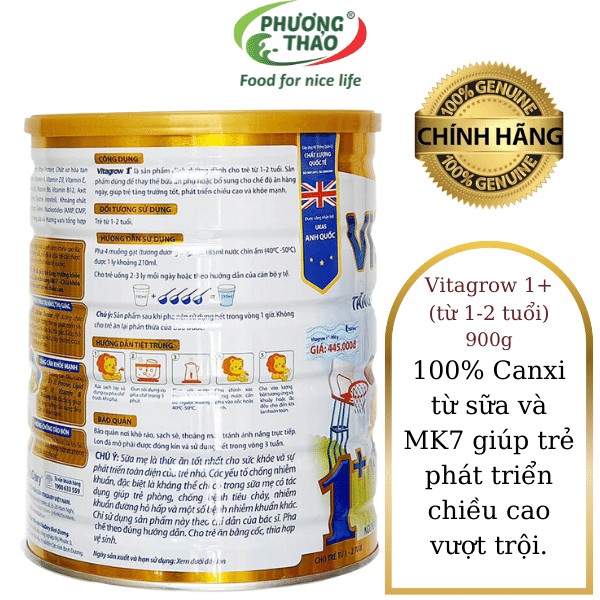 Sữa Vitagrow 1+ 900G Tăng Chiều Cao (từ 1-2 tuổi) Date 2023