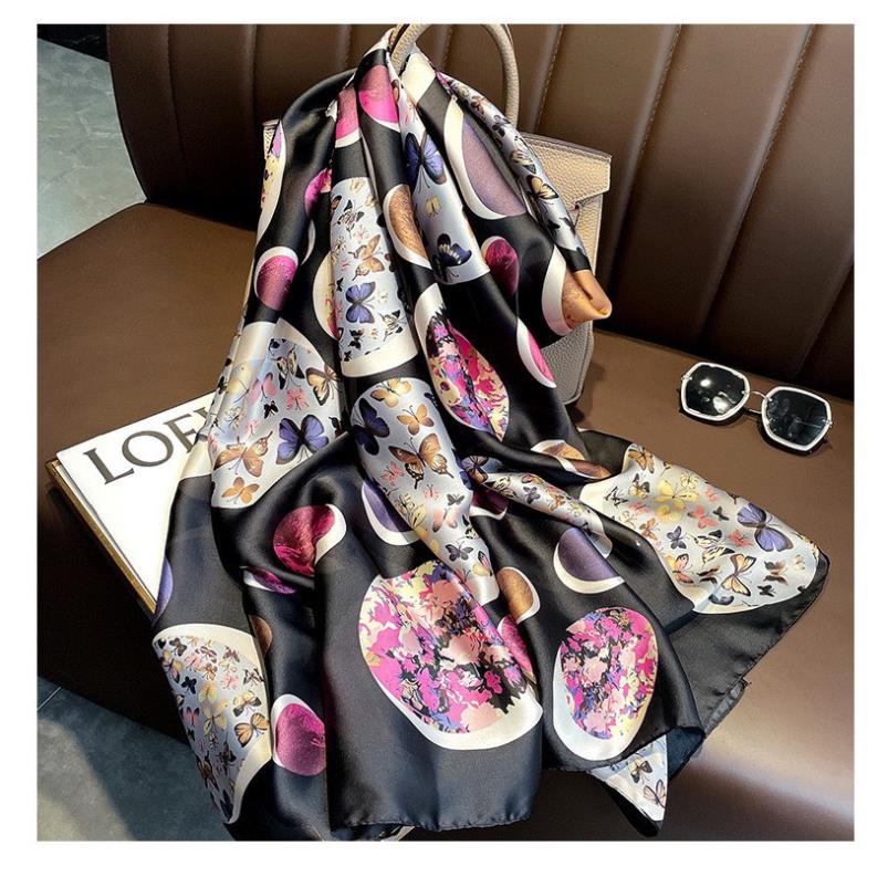 KHĂN LỤA DÀI BẢN TO 180*90 ĐEN CHẤM HỒNG💥SALE SỐC💥 KHĂN CHOÀNG CỔ HOẠ TIẾT ĐẸP MIỄN CHÊ -HOT