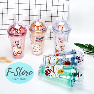 Ly giữ nhiệt mèo chiêu tài 3D siêu dễ thương 450ml