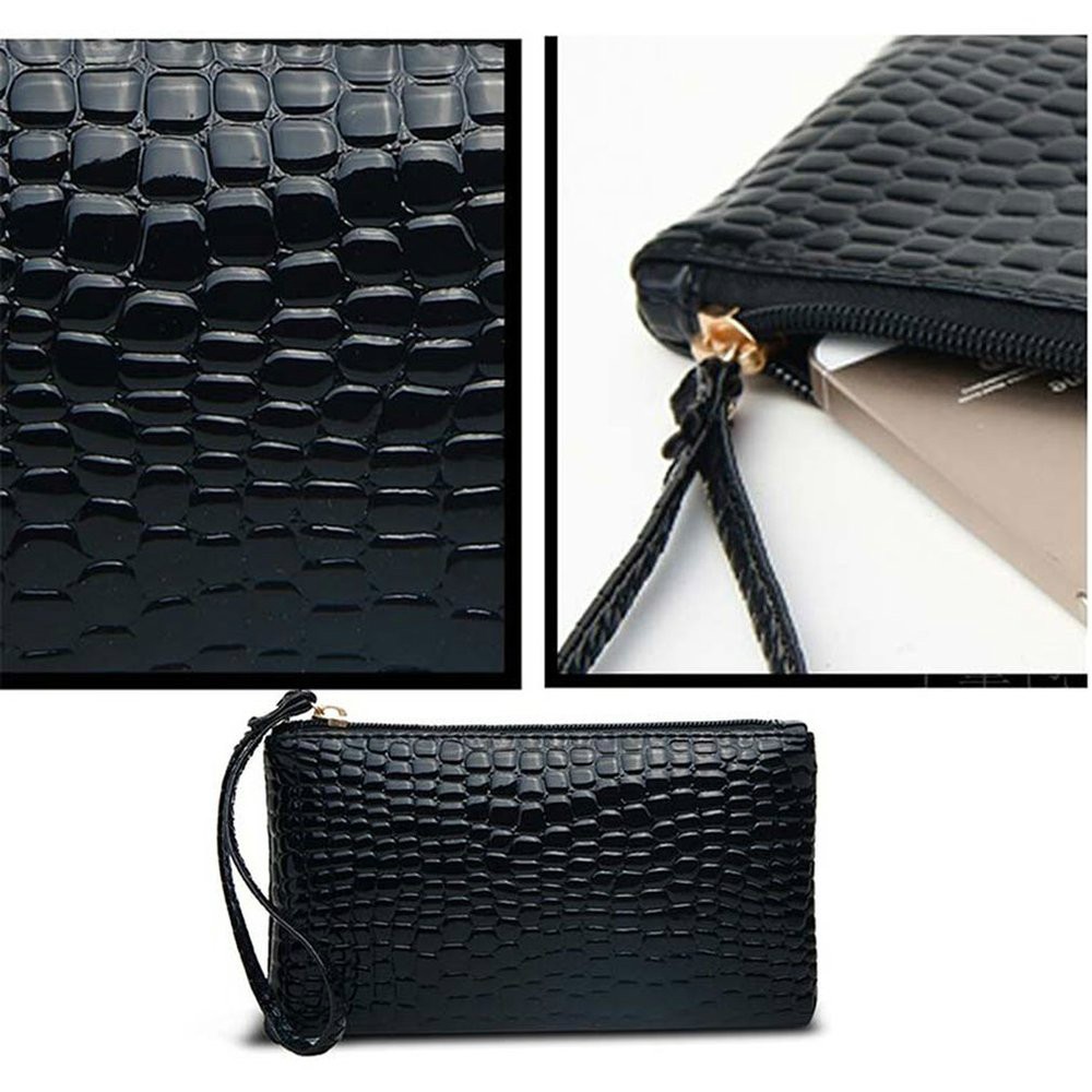Ví cầm tay họa tiết da cá sấu thời trang dành cho bạn nữ | BigBuy360 - bigbuy360.vn