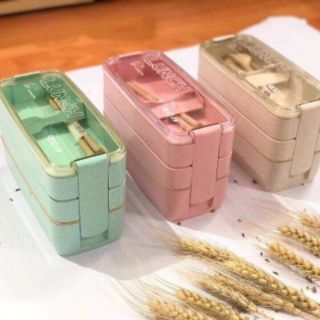 Hộp cơm lúa mạch 3 tầng