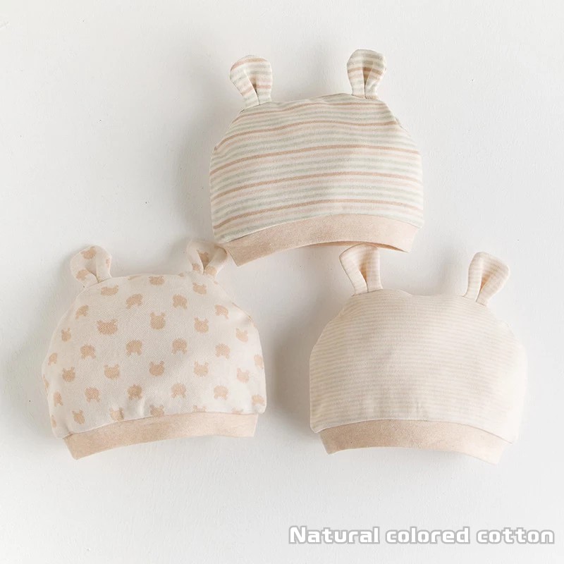 Mũ bảo vệ đầu cho bé vải cotton tự nhiên mềm mại ấm áp họa tiết hoạt hình dễ thương cho bé sơ sinh