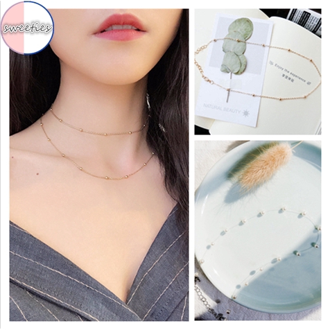 Dây chuyền hợp kim dạng dài đính ngọc trai đơn giản