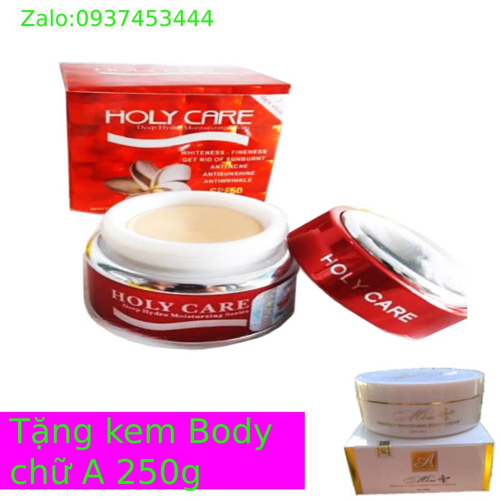 Kem dưỡng trắng tái tạo Holy Care ngày và đêm đỏ 5 tác dụng 20g (tặng kem Body chữ A 250g).